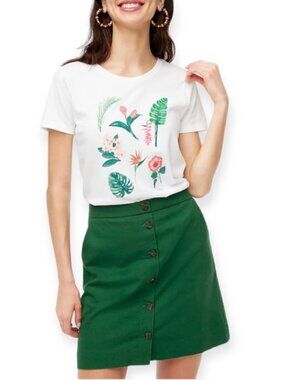 J. CREW Collector Tee Shirt Crew Neck T-shirt Size Medium Cotton Flowers Plants